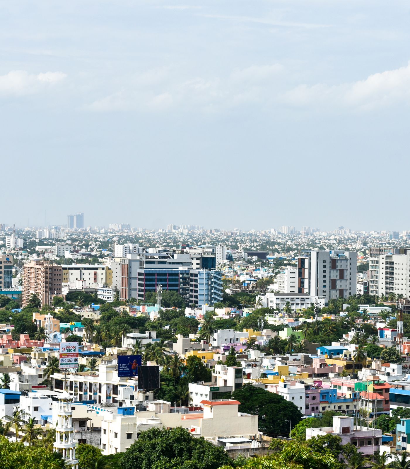 Modern high-rise buildings in Chennai from above